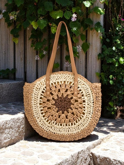 Royalfashion Сламена дамска чанта Flora Grande