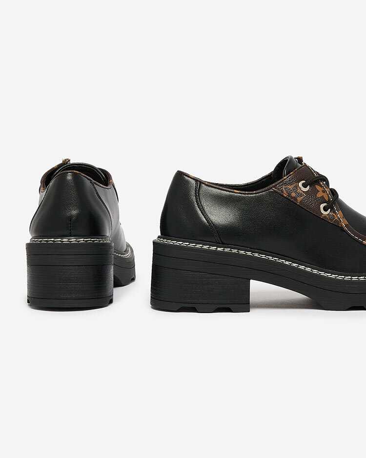 Royalfashion Черни дамски полуботи с плътна подметка Dobbin