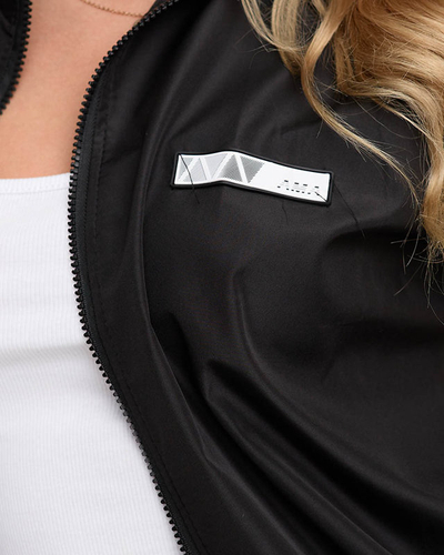 Damski czarny sportowy komplet dresowy rozpinany- Odzież