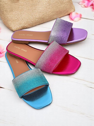 Royalfashion Дамски чехли с цирконии ShinyGlow