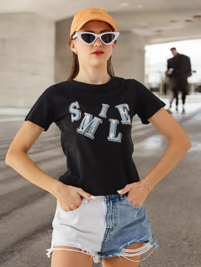 Royalfashion дамска памучна блуза с надпис