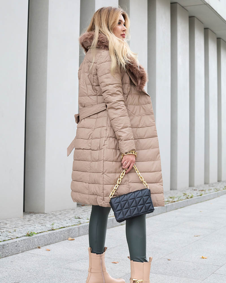 Дамско кафяво зимно яке - Облекло