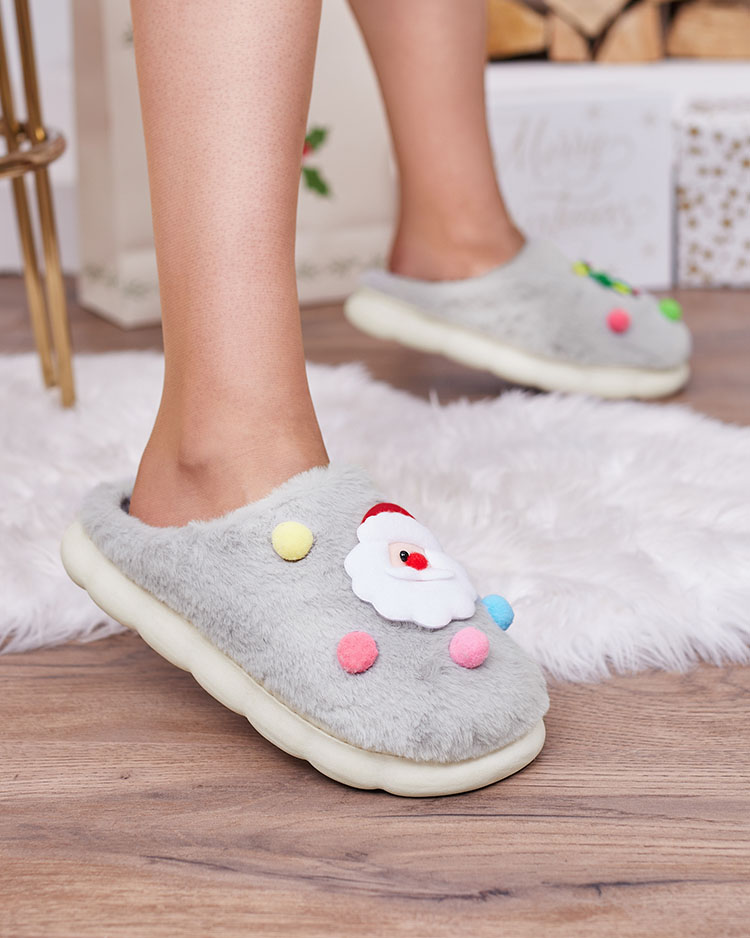 Royalfashion Коледни дамски чехли в сиво Fertemse