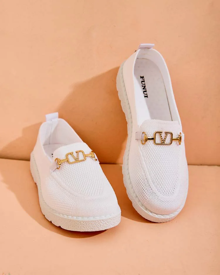 Royalfashion Дамски мокасини от плат със златна украса Erticae