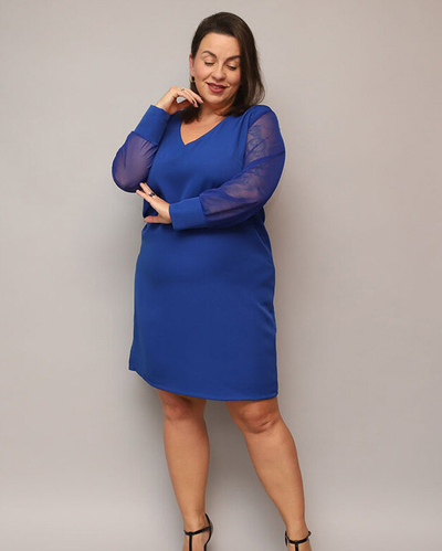 Блестяща рокля с дължина до коляното в зелено PLUS SIZE- Облекло