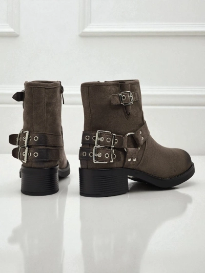 Дамски боти от еко велур с катарами Valtos