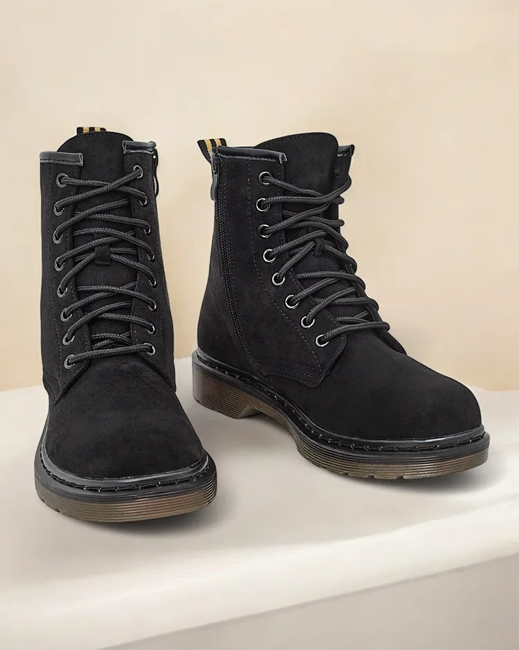 Дамски обувки от еко-велур и еко-кожа на краста Royalfashion с връзки на глезена модел Rullo