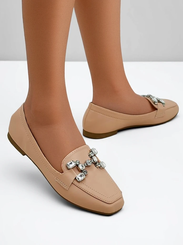 Royalfashion дамски мокасини с камъни Лесила