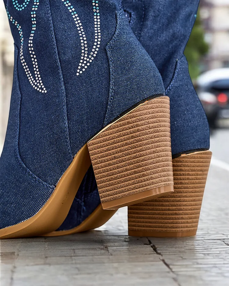 Дамски ботуши на Royalfashion с висок ток Каубой Комоти