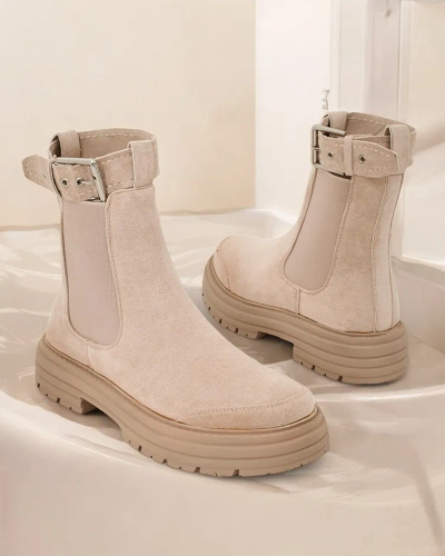 Дамски ботуши на Royalfashion с декоративна каишка Ozzoas