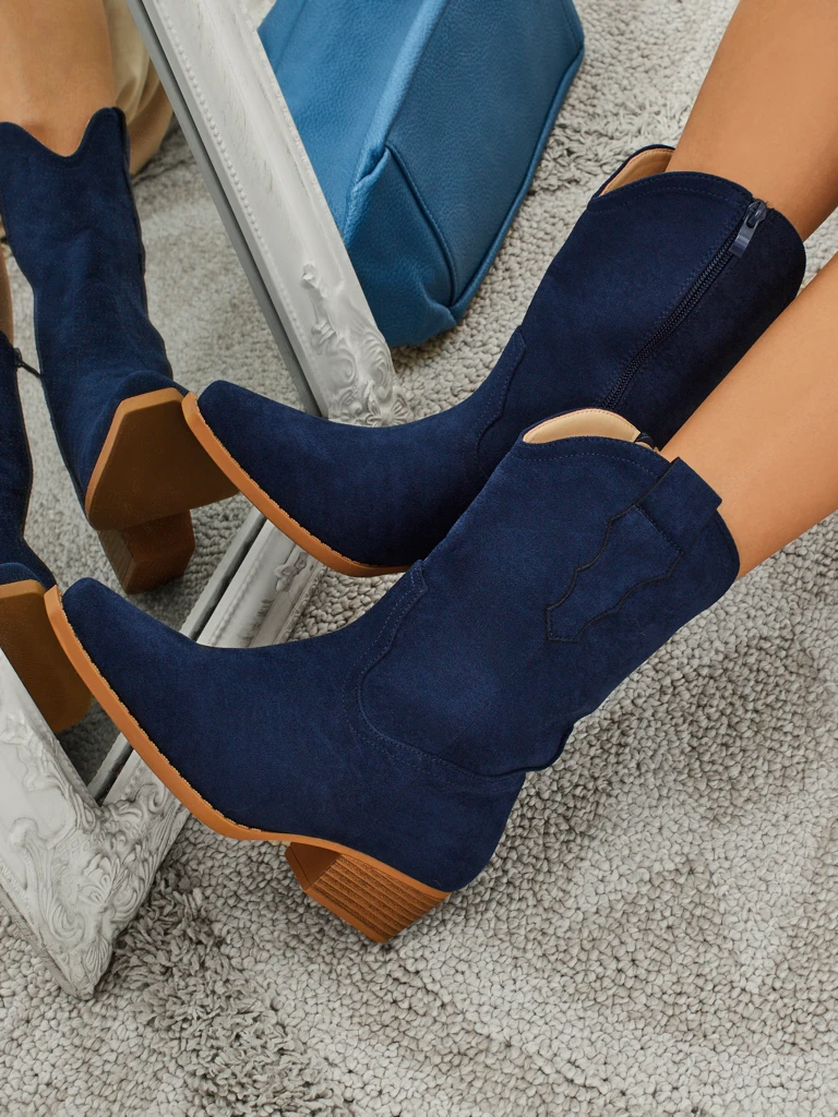 Дамски еко велурени каубойски ботуши SpireHush