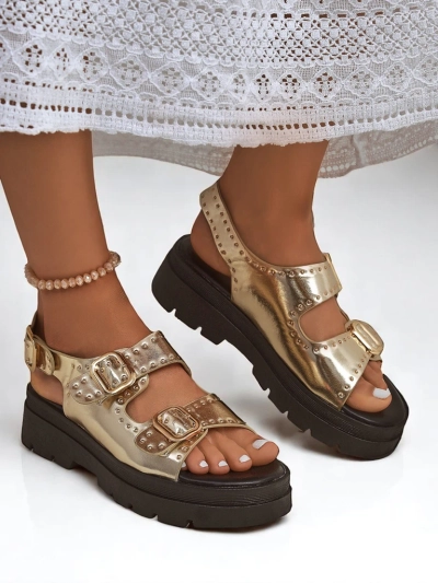 Royalfashion Дамски сандали на дебела подметка с камъчета Rocky Chic