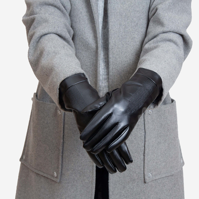 Черни класически дамски ръкавици, украсени с бродерия - Аксесоари