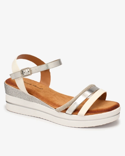 Royalfashion Дамски сребристи сандали Afocla silver anchor