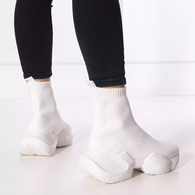 OUTLET Białe damskie wysokie sportowe buty Gohi - Obuwie