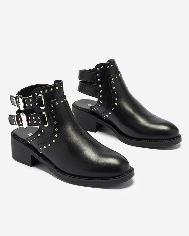 Czarne damskie botki z wycięciami Dlagona- Obuwie