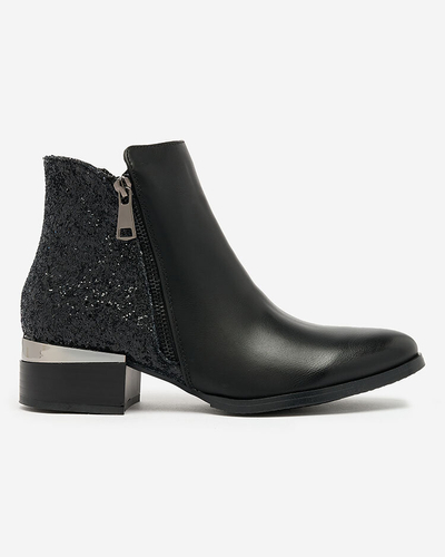 Royalfashion Черни дамски ботуши с брокат Brosecco