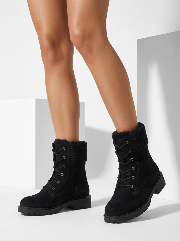 Дамски еко велурени боти с връзки Trevolla