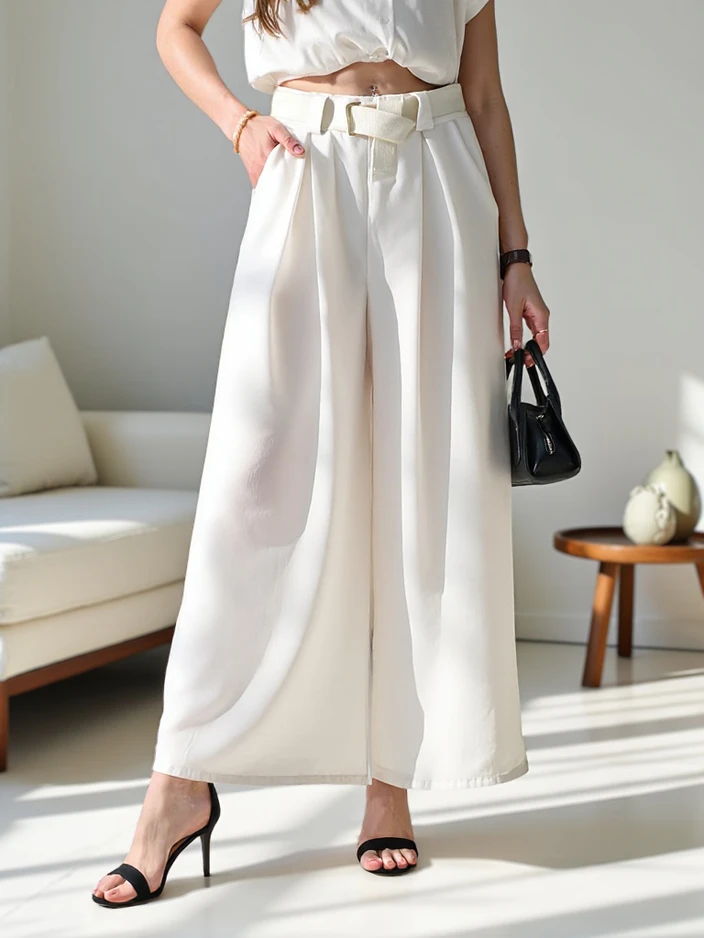 Royalfashion Широки дамски панталони с колан