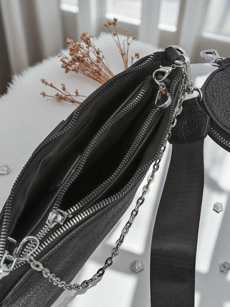 Дамска многофункционална чанта Scylla в черен цвят от екологична кожа