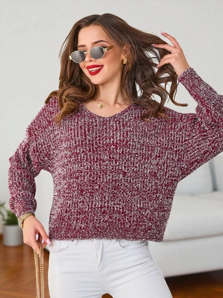 Кралска мода Дамски пуловер с лъскав конец