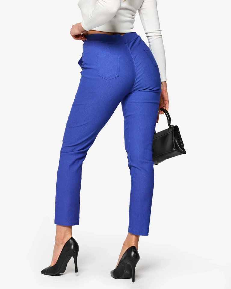 Сини дамски панталони тип "тегелинс" PLUS SIZE- Облекло