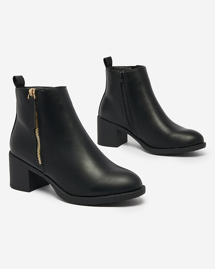 Royalfashion Черни дамски ботуши с нисък ток от екокожа Rejerry