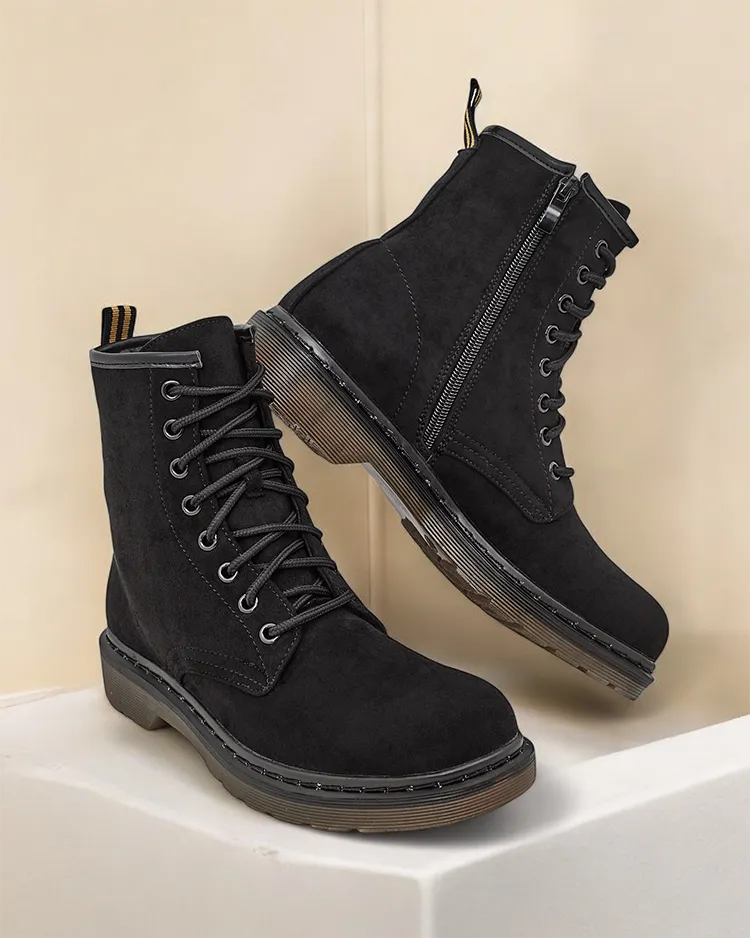 Дамски обувки от еко-велур и еко-кожа на краста Royalfashion с връзки на глезена модел Rullo