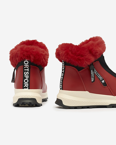 Червени дамски изолирани ботуши с кожа Scherr- Footwear