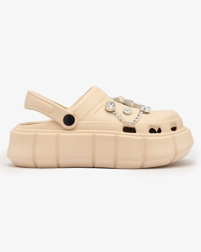 Royalfashion Бежови дамски гумени джапанки Kooranza