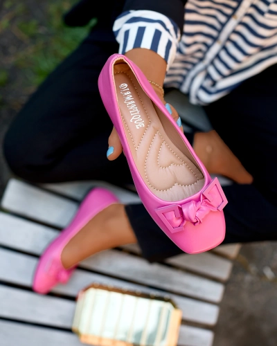 Дамски розови балерини с декорация на носа Caxien- Footwear
