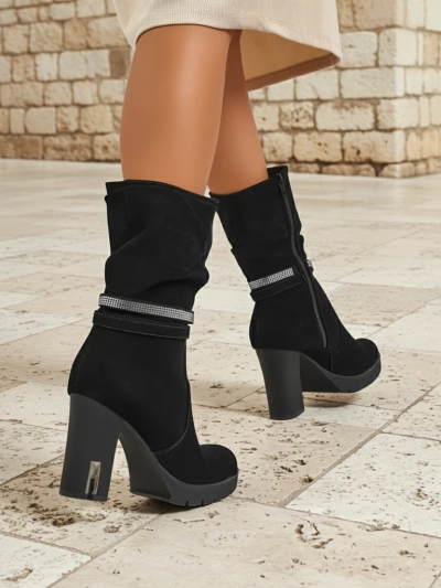 Матови дамски боти на ток Ashen Bloom