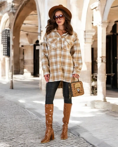 Royalfashion Дамско памучно палто тип риза