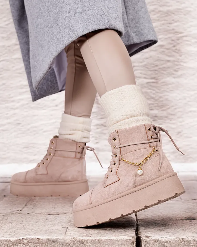 Royalfashion Дамски ботуши с връзки Woruces