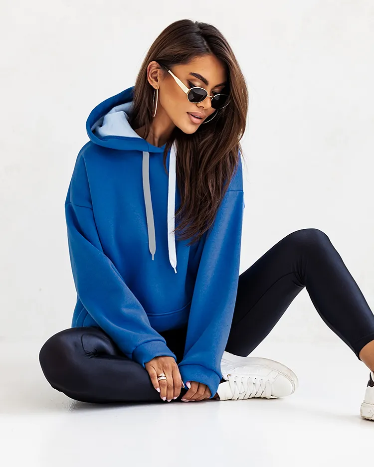 Royalfashion Дамски oversize суитчър с качулка