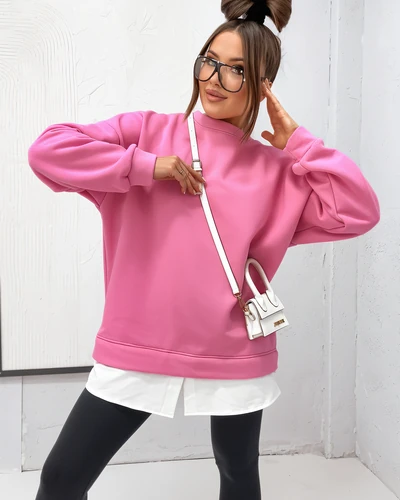 Royalfashion Памучен дамски суитшърт с махаща се долна част