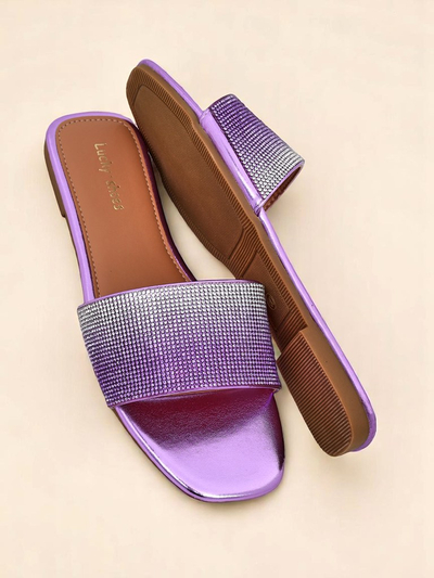 Royalfashion Дамски чехли с цирконии ShinyGlow