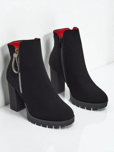 Дамски еко кожени боти до глезена на ток Marellin