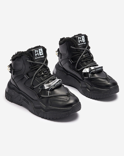 Czarne sneakersy z ociepleniem Pommie - Obuwie