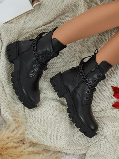 Дамски еко кожени боти с връзки Anviq