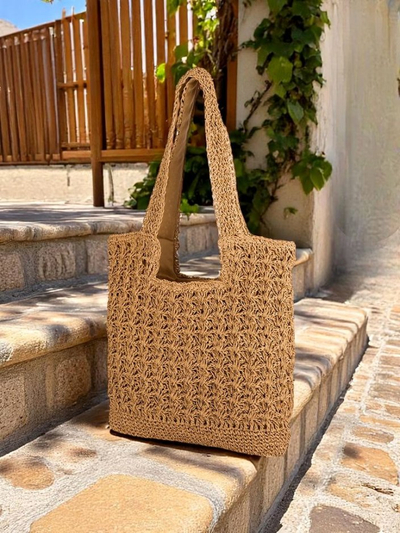 Royalfashion Голяма дамска сламена чанта Sunny Straw