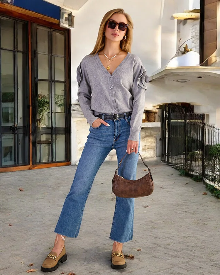 Royalfashion Разкопчан дамски пуловер