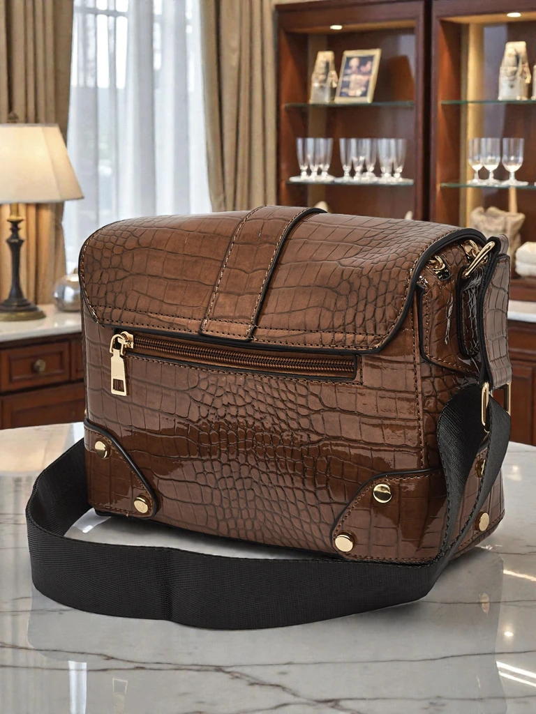 Дамска чанта Luna, кафява, кожена, елегантна, за всеки ден