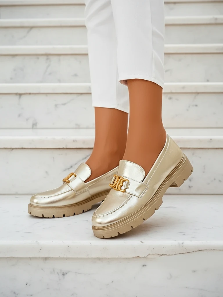 Златни Мокасини Chloé Елегантен Дамски Стил