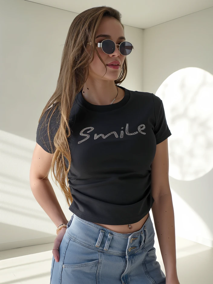 Royalfashion Дамска памучна блуза с надпис