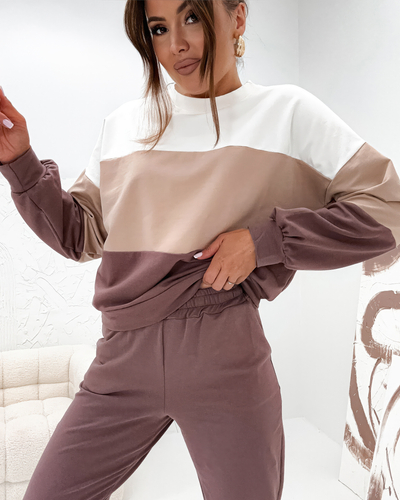 Royalfashion Памучен Дамски комплект спортен екип на райета ChillFlex