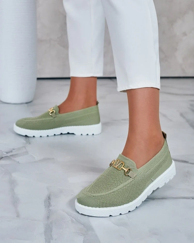 Royalfashion Дамски мокасини от плат със златна украса Erticae