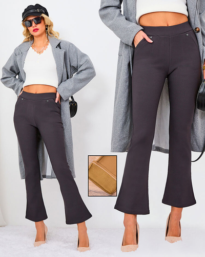 Royalfashion Черни дамски клинове от екокожа a'la bells