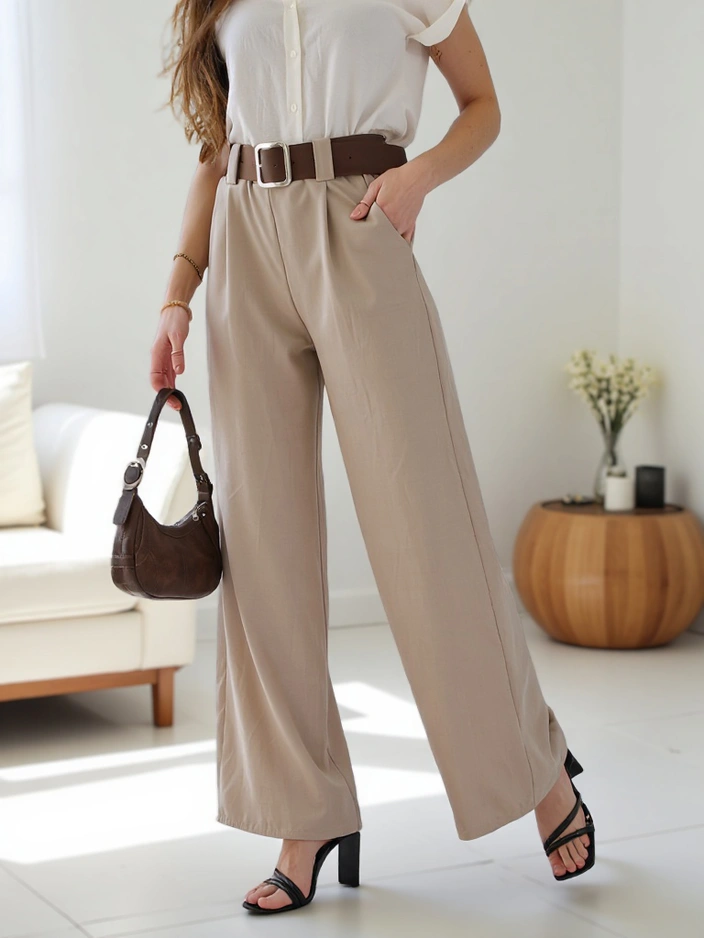 Royalfashion Широки дамски панталони с колан