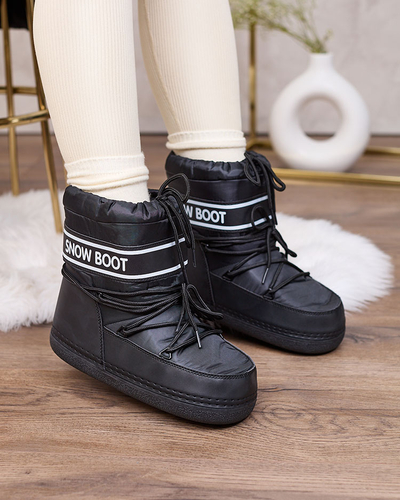 Royalfashion Черни дамски ботуши за сняг с венец Soblesia